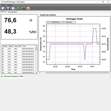 Hygrometer PCE-HT 72-software