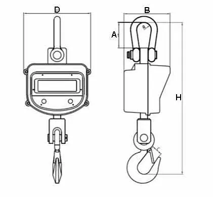 Dimensioner hængende Vægt PCE-CS 10000N