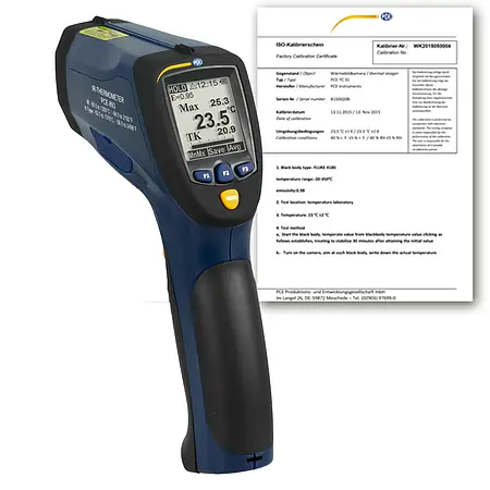 Pyrometer inklusive ISO -kalibreringscertifikat.