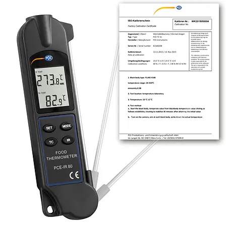 Infrarottermometer inklusive ISO -kalibreringscertifikat