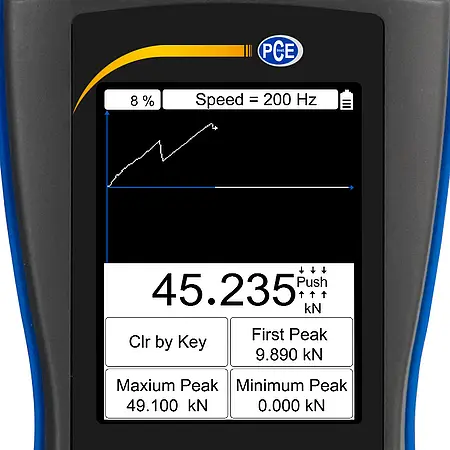 Display Display Power Messtechnik Håndmåling Enhed PCE-DFG NF 50K Trykmålingsboks / kraftmålingsteknologi Håndmålingsenhed PCE-DFG NF 50K