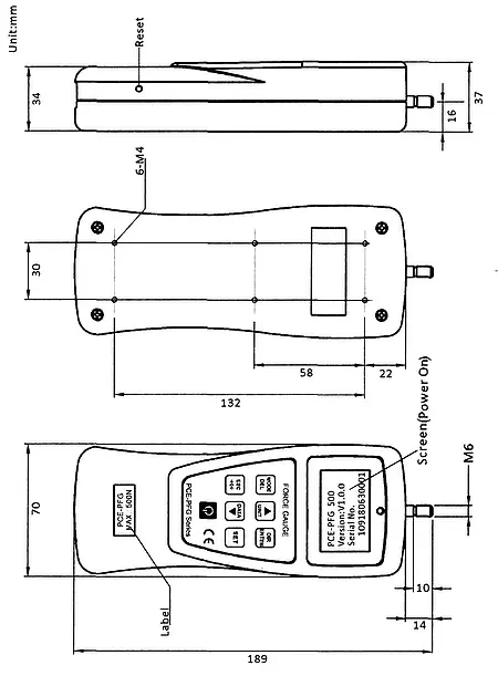 Dimensioner tvinger måler