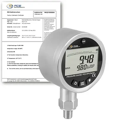 Manometer PCE-DPG 10-ICI inklusive ISO-kalibreringscertifikat