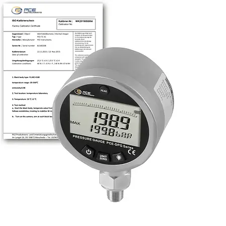 Manometer PCE-DPG 200-ICA inklusive ISO-kalibreringscertifikat