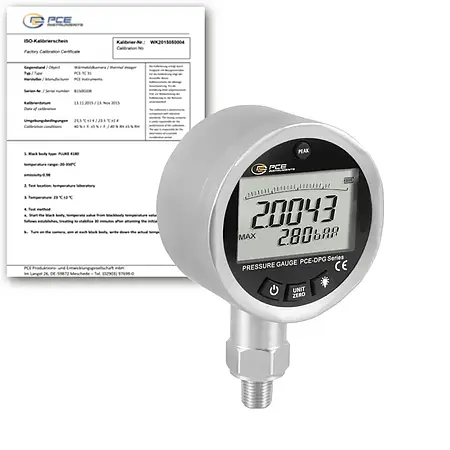 Manometer PCE-DPG 3-ICI inklusive ISO-kalibreringscertifikat