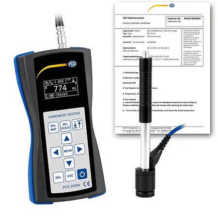 Materiel testenhed PCE-2000000N-ICA inklusive ISO-kalibreringscertifikat