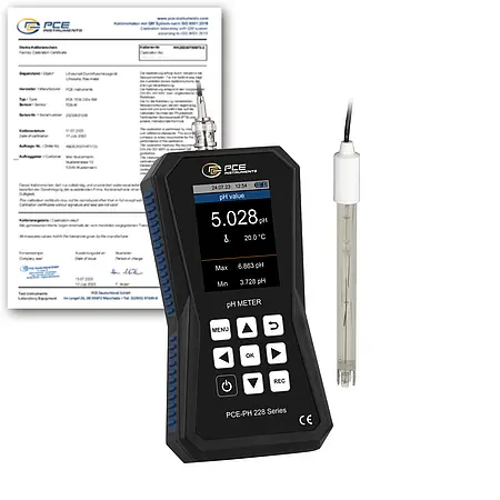 Miljømåleteknologi pH-meter PCE-PH 228-ICA inkl. ISO-kalibreringscertifikat