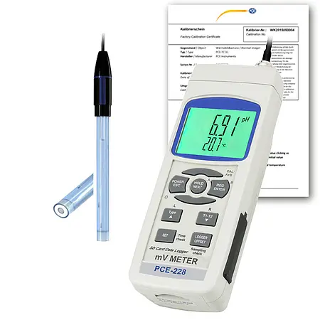 PH-meter PCE-228SF-ICA inklusive ISO-kalibreringscertifikat