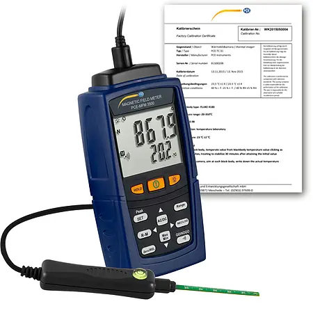 Strålingsmålingsteknologi Gaussmeter PCE-MFM 3500-ICA inklusive ISO-kalibreringscertifikat