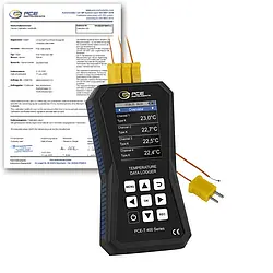 Temperatur VVS Måler 4 kanaler PCE-T 420-ICA inkl. ISO kalibreringscertifikat