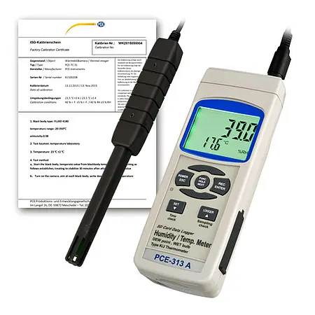 Temperaturmålingsteknologi Temperaturdatalogger PCE-313A-ICA inklusive ISO-certifikat