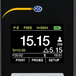 Tykkelsesmåler Ultrasonic Echo PCE-TG 300-HT5 Display