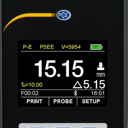 Ultralydsmåler PCE-TG 300-HT5 Display