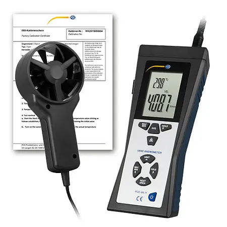 Anemometer PCE-VA 11-ICA inklusive ISO-kalibreringscertifikat