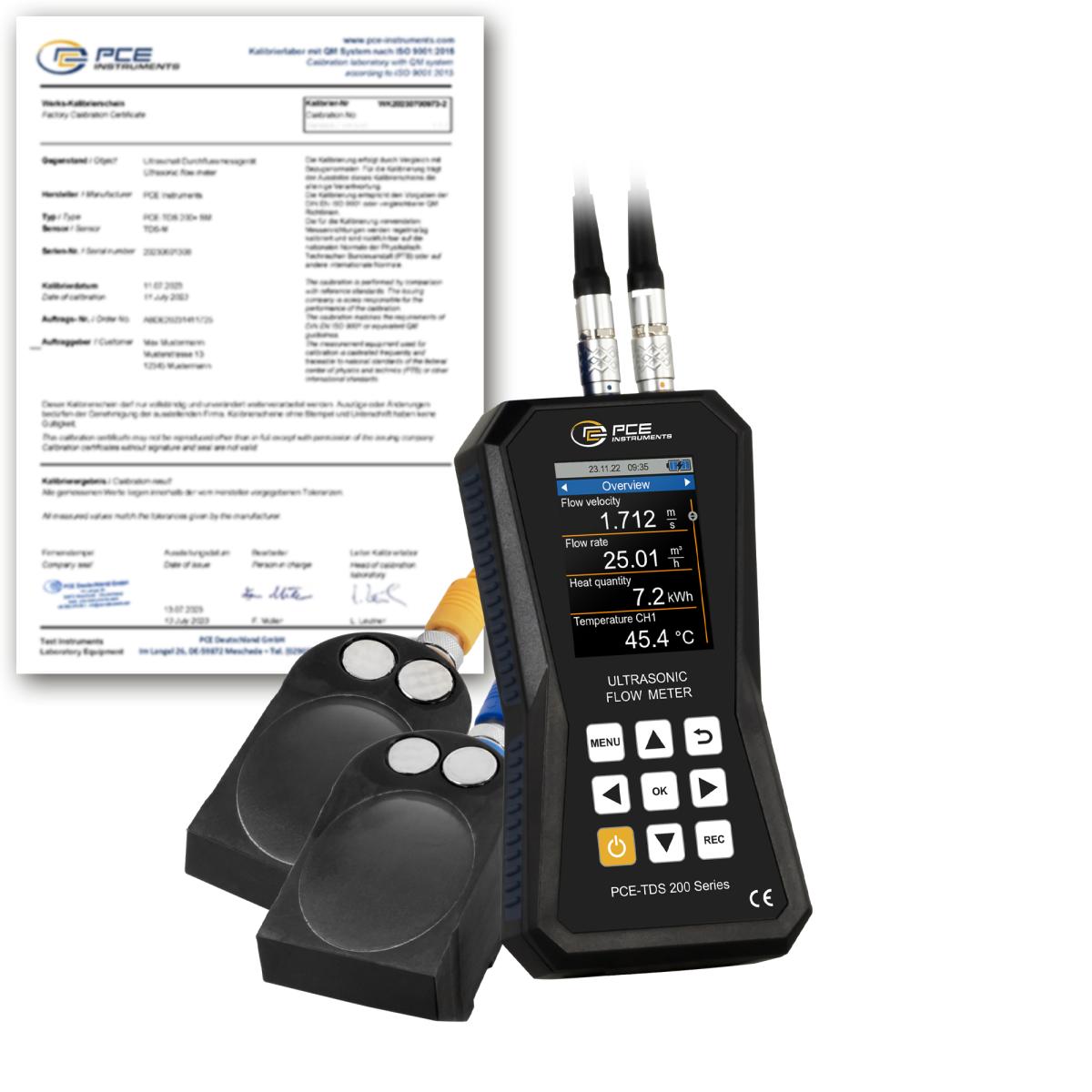 Flowmeter PCE-TDS 200 L-ICA inkl. ISO kalibreringscertifikat 