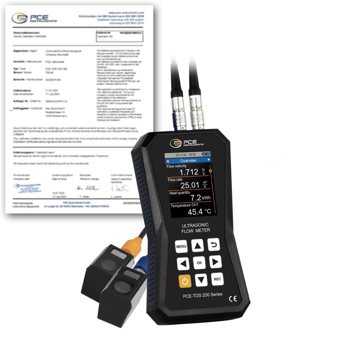 Flowmeter PCE-TDS 200 S-ICA inkl. ISO kalibreringscertifikat 