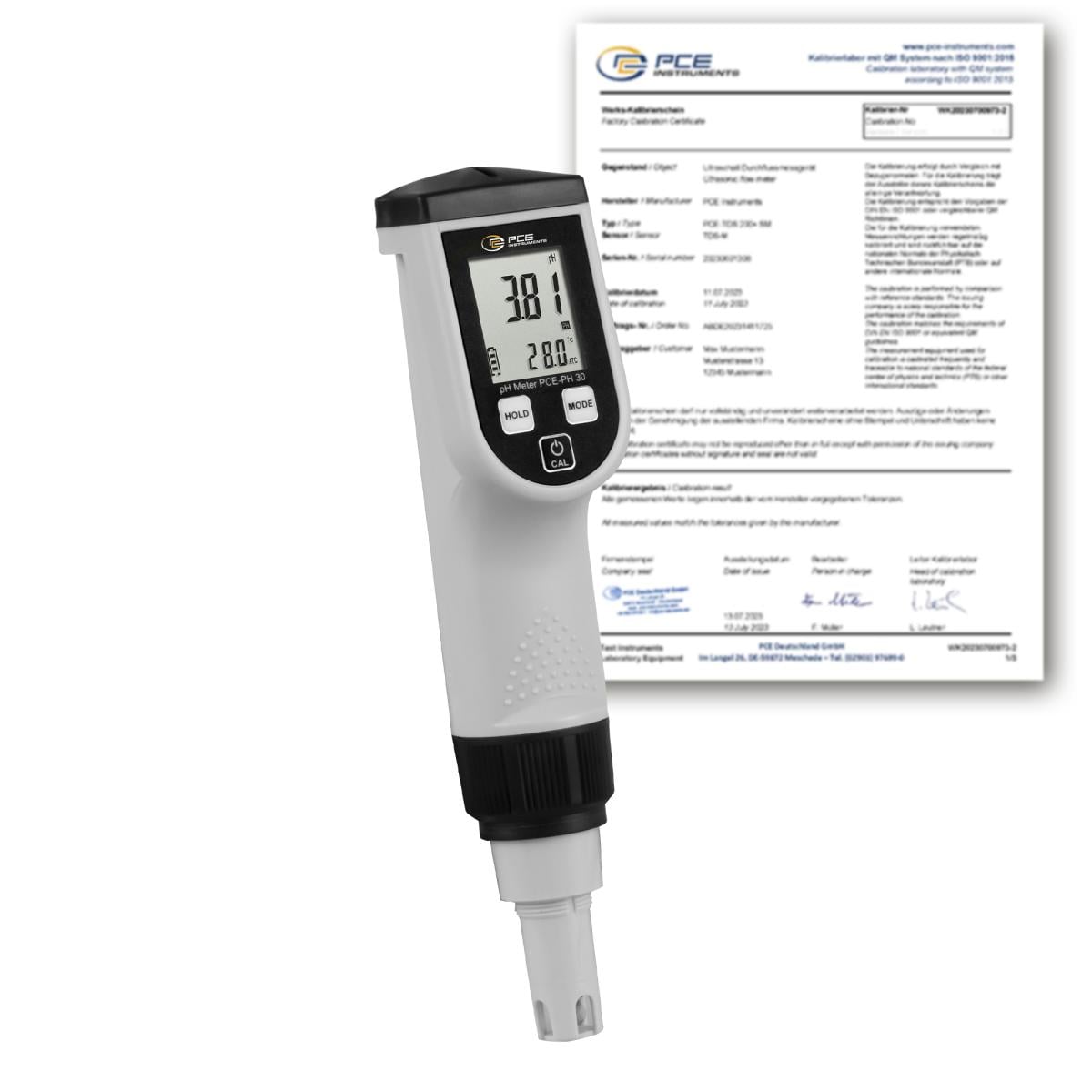 Saltmåler PCE-PH 30-ICA inklusive ISO-kalibreringscertifikat 