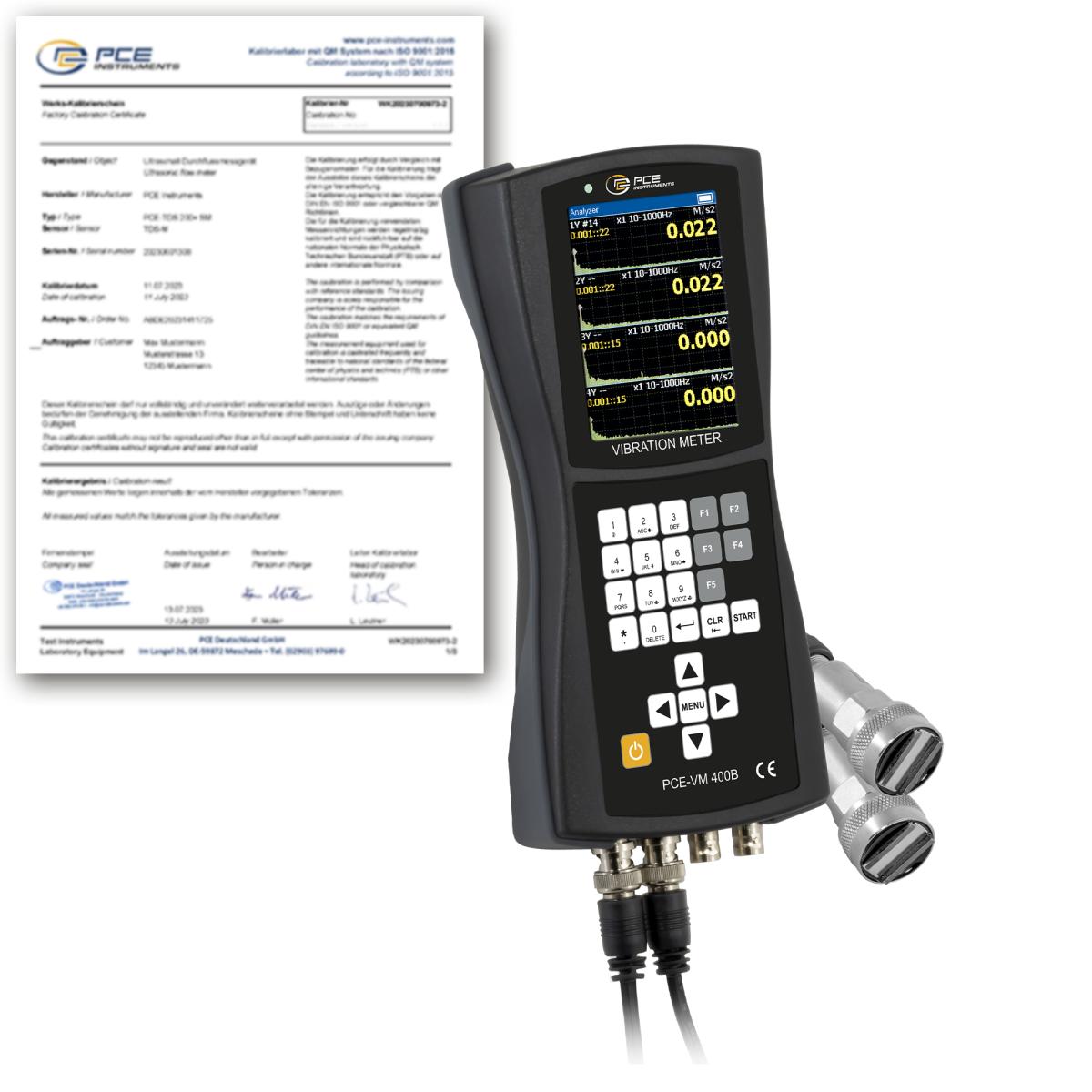 Vibrationsmåler PCE-VM 400B-ICA inklusive ISO-kalibreringscertifikat 