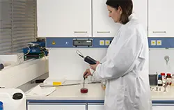 pH Messgerät mit einer Blue Line Elektrode bei der Anwendung.