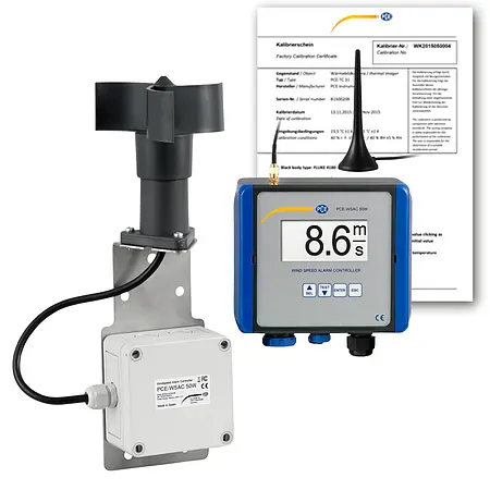 Anemometer / Warnanlage PCE-WSAC 50W 230-ICA inkl. Kalibrierzertifikat