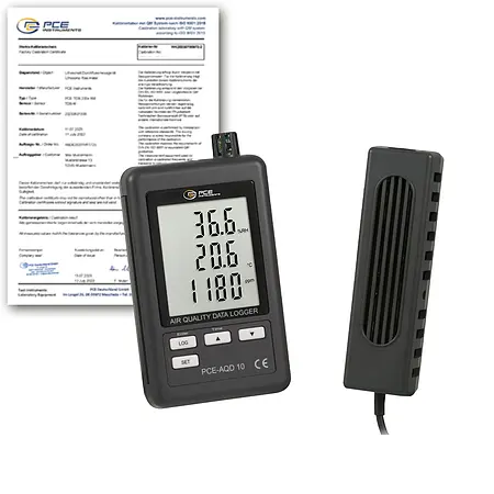 CO2 Datenlogger PCE-AQD 10-ICA inkl. ISO-Kalibrierzertifikat