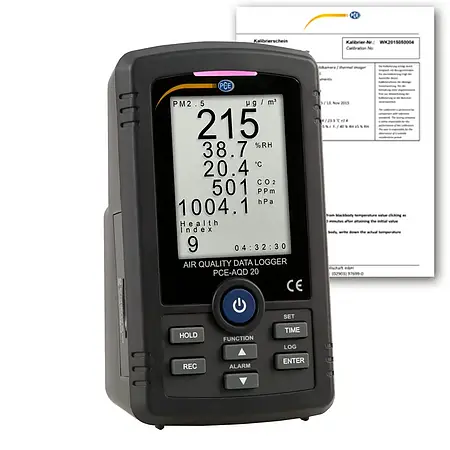 CO2 / Raumklima Datenlogger PCE-AQD 20-ICA inkl. ISO-Kalibrierzertifikat