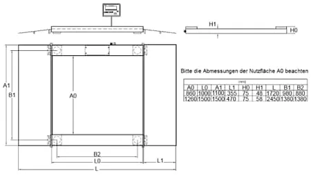Edelstahlwaage Technische Zeichnung