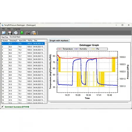 Feuchte und Temperatur Logger Screenshot