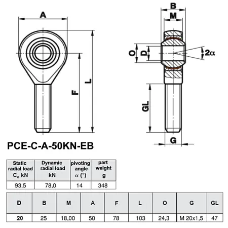 Gelenkkopf PCE-C-A-50KN-EB