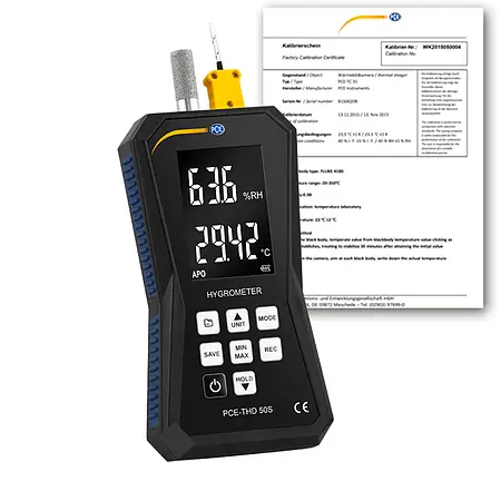 HLK-Messgerät für Feuchte / Temperatur PCE-THD 50S-ICA inkl. ISO-Kalibrierzertifikat