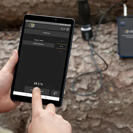 Holzfeuchtemessgerät / Holzfeuchtemesser Anwendungsbild