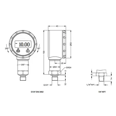 Abmessungen Drucksensor PCE-DMM 10