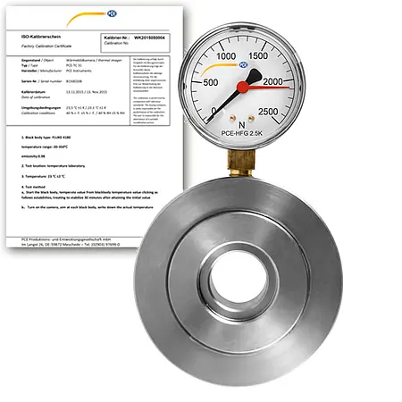 Hydraulische Kraftaufnehmer PCE-HFG 2.5K-ICA inkl. ISO-Kalibrierzertifikat