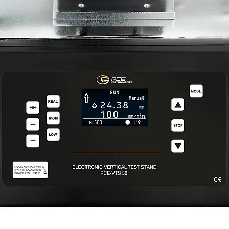 Kraftmessstand Bedienfeld