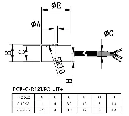 Kraftsensor PCE-C-R12LFC Serie 5-50 kg