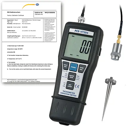 Laser-Drehzahlmesser PCE-VT 204-ICA inkl. ISO- Kalibrierzertifikat