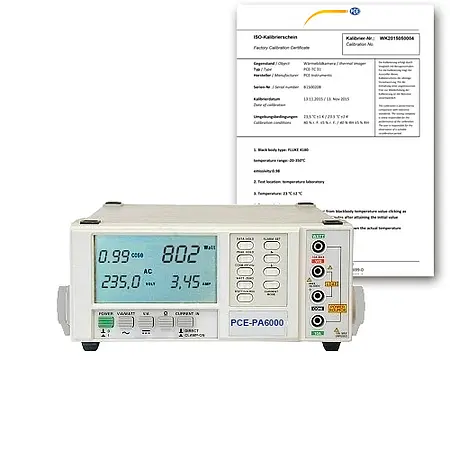 Leistungsmesser PCE-PA6000-ICA inkl. ISO-Kalibrierzertifikat