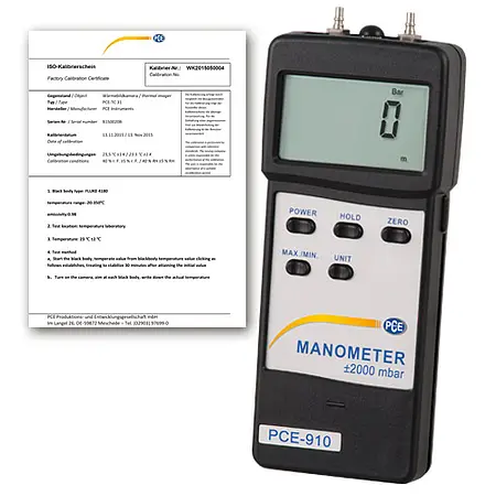 Manometer PCE-910-ICA inkl. ISO- Kalibrierzertifikat