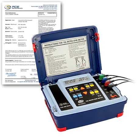 Mikroohmmeter PCE-MO 2010-ICA inkl. ISO-Kalibrierzertifikat