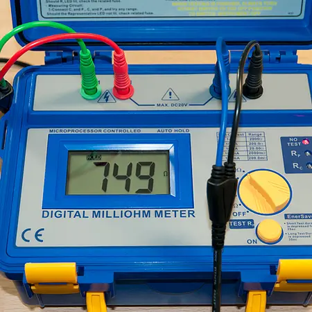 Messergebnis am Milli-Ohmmeter