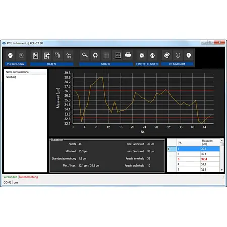 Software für PCE-CT 80 Software