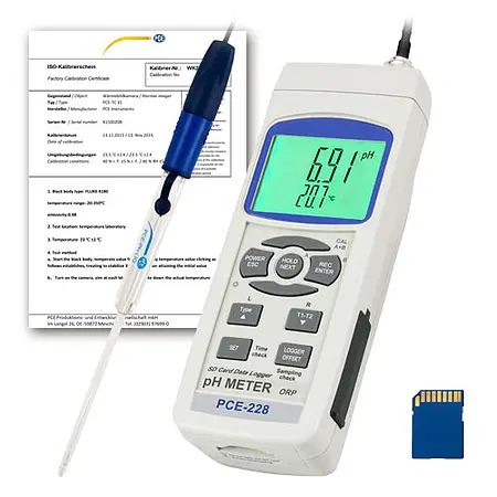 Umweltmesstechnik pH-Meter PCE-228LIQ-ICA inkl. ISO-Kalibrierzertifikat