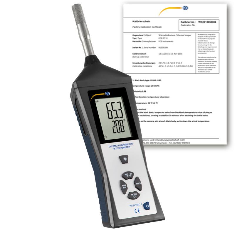 Umweltmessgerät PCE-HVAC 3S-ICA inkl. ISO-Kalibrierzertifikat