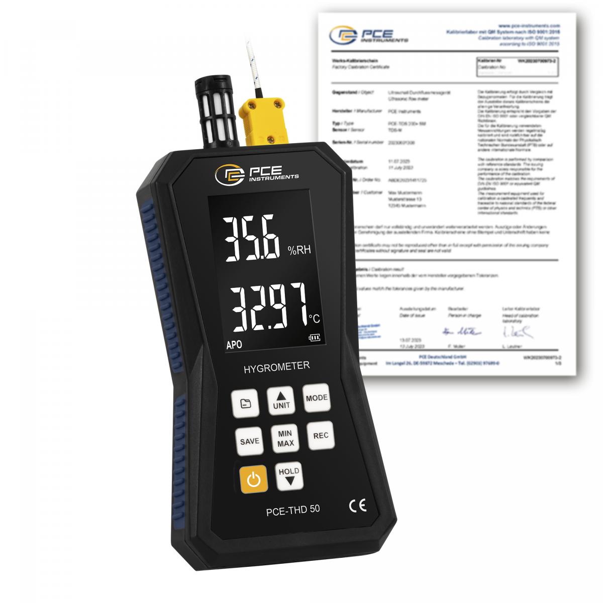 Luftfeuchtigkeitsmesser PCE-THD 50-ICA inkl. ISO-Kalibrierzertifikat