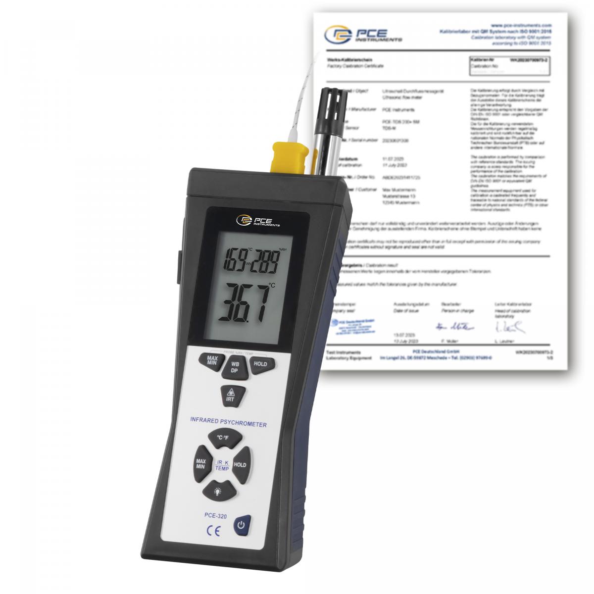 Taupunktmessgerät PCE-320-ICA inkl. ISO-Kalibrierzertifikat