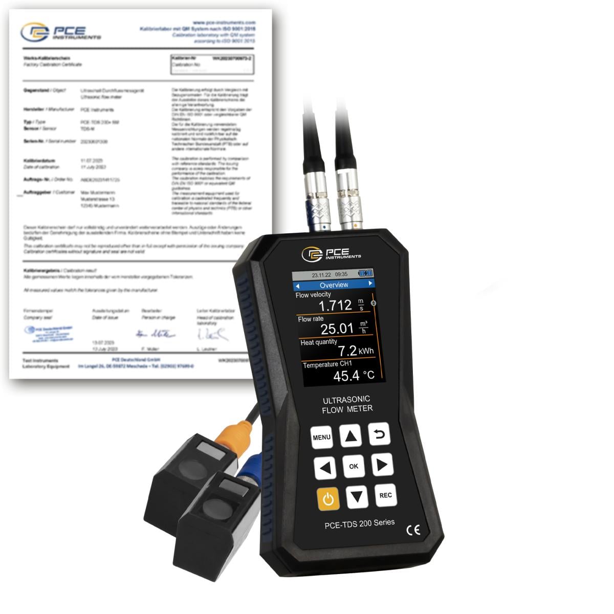 Durchflussmesser PCE-TDS 200 S-ICA inkl. ISO-Kalibrierzertifikat  