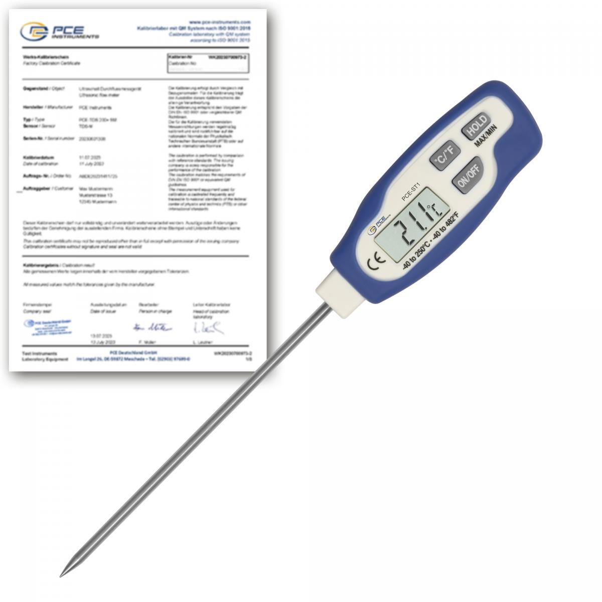 Einstichthermometer PCE-ST 1-ICA inkl. ISO-Kalibrierzertifikat