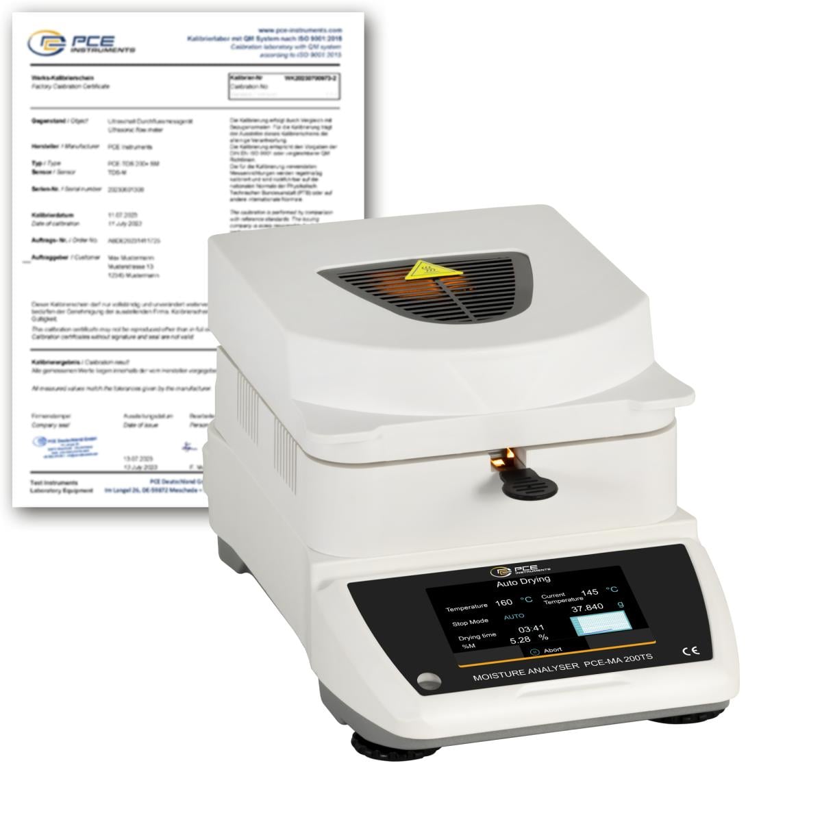 Feuchtewaage mit Touchscreen PCE-MA 200TS-ICA inkl. ISO-Kalibrierzertifikat 