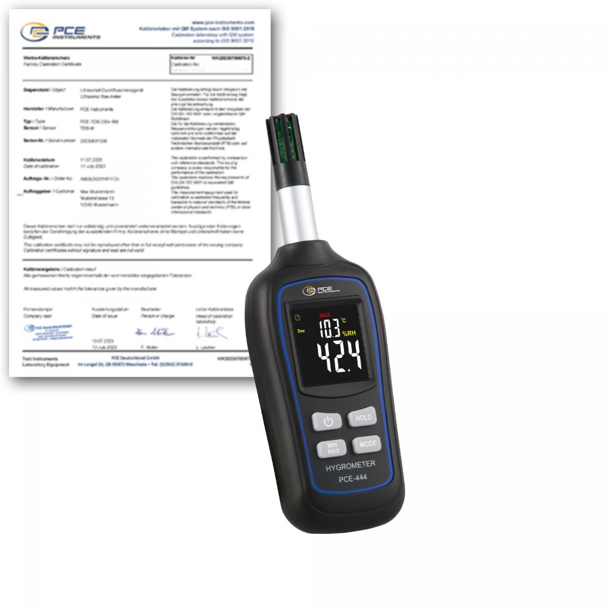 Luftfeuchtigkeitsmesser PCE-444-ICA inkl. ISO-Kalibrierzertifikat