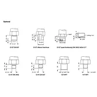 Abmessungen optionale Anschlüsse